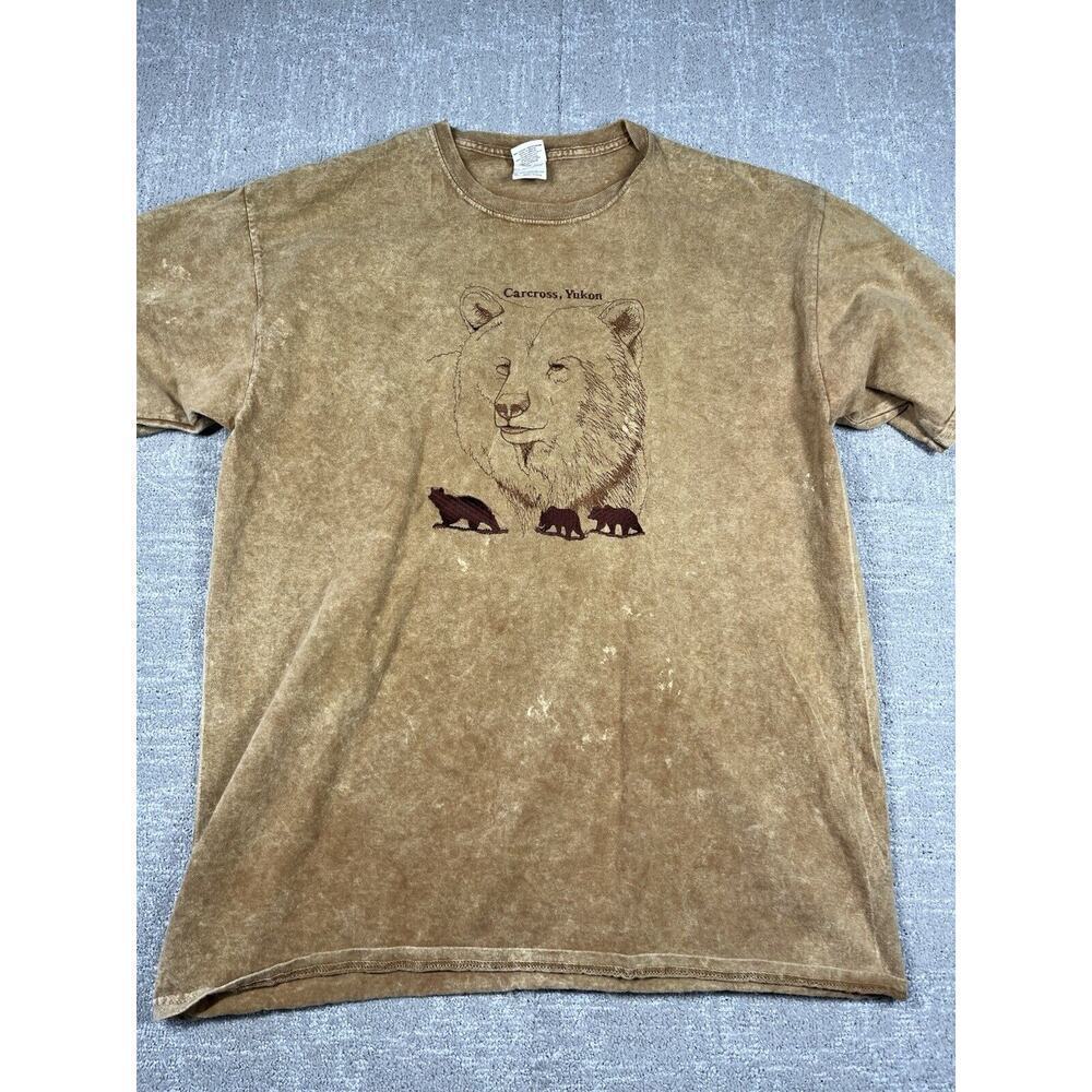 Yukon Carcross Mens Brown Short Sleeve Bear Stitched T-Shirt Size XL
